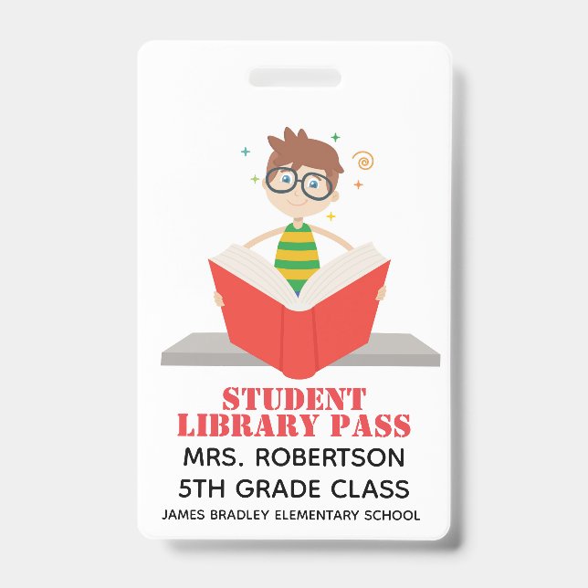 Reading School Library Hall Pass Badge (Front)