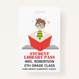 Reading School Library Hall Pass Badge