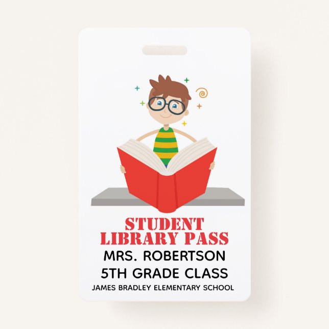 Reading School Library Hall Pass Badge (Front)