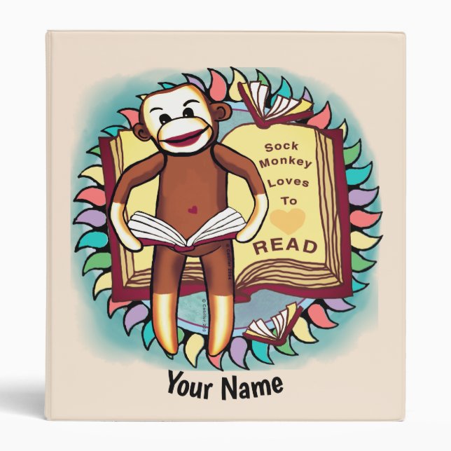 Reading Sock Monkey Binder (Front)
