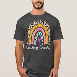 Reading Specialist Back To School Leopard Rainbow  T-Shirt