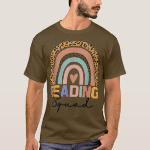 Reading Squad Leopard Cheetah Print Boho Rainbow B T-Shirt