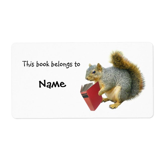 Reading Squirrel Book Plate (Front)