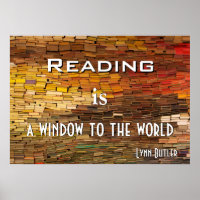 Reading Stack of Books Colourful Poster
