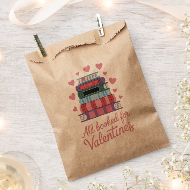 Reading Teacher All Booked for Valentine's Day Favour Bag (Clipped)