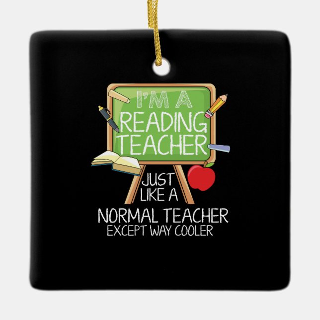 Reading Teacher Ceramic Ornament (Front)