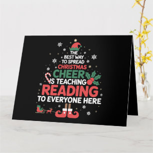Reading Teacher Christmas Elf Xmas Cheer  Card