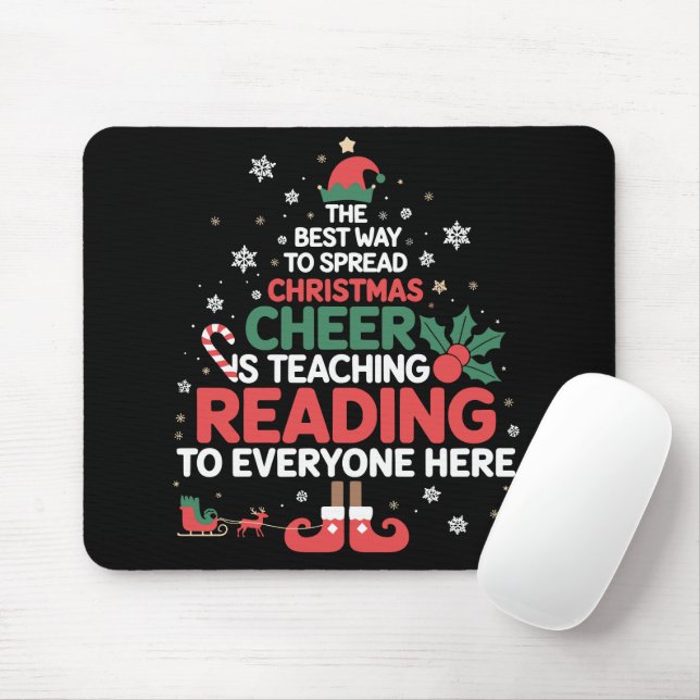 Reading Teacher Christmas Elf Xmas Cheer  Mouse Pad (With Mouse)