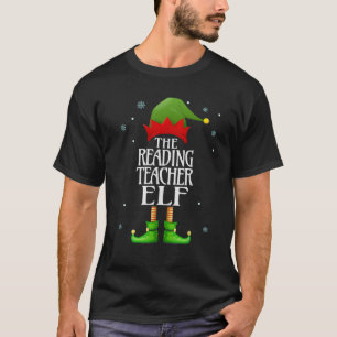 Reading Teacher Elf Xmas Funny Family Matching Chr T-Shirt