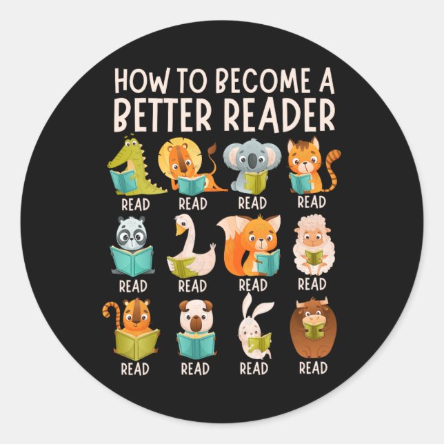 Reading Teacher How To Become A Better Reader Book Classic Round Sticker (Front)