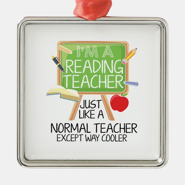 Reading Teacher  Metal Ornament (Front)