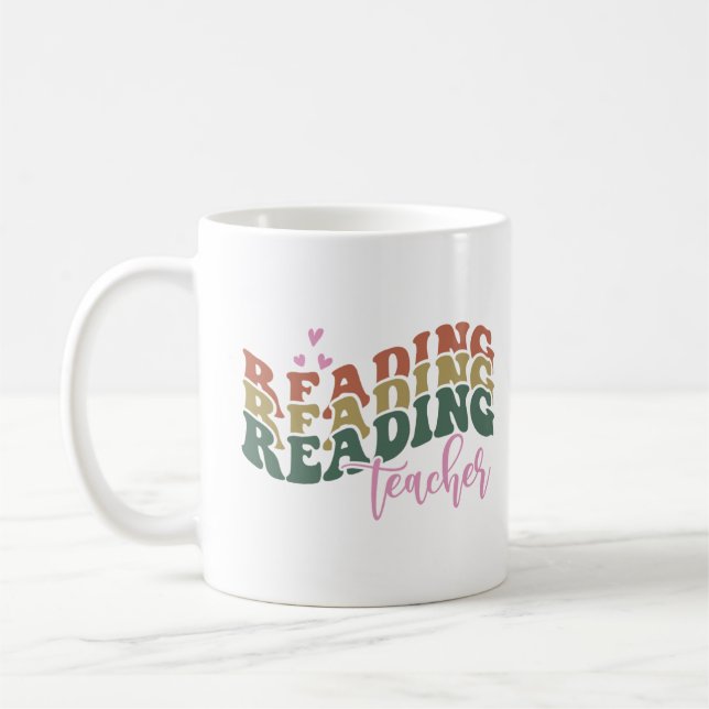 Reading Teacher Tshirt Coffee Mug (Left)