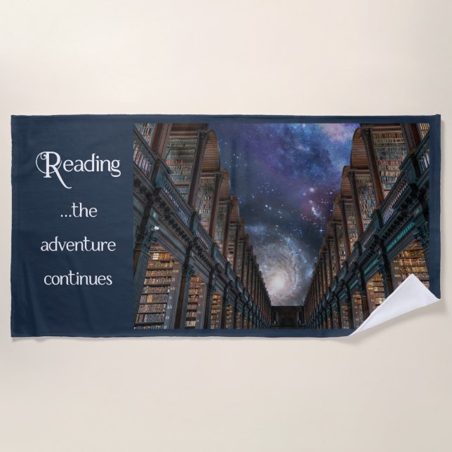 Reading …the Adventure Continues Beach Towel (Front)
