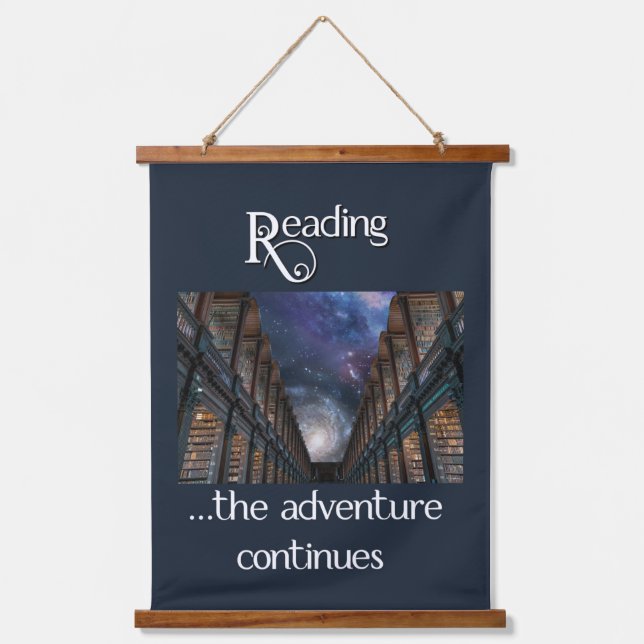 Reading, the adventure continues hanging tapestry (Front)