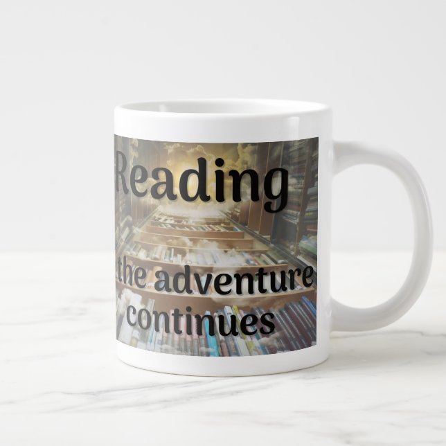 Reading, the adventure continues large coffee mug (Right)