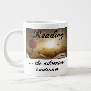 Reading, the adventure continues large coffee mug