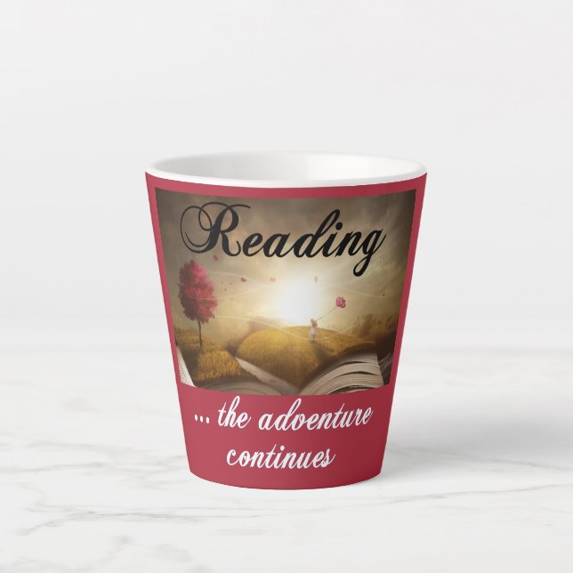 Reading, the adventure continues latte mug (Front)