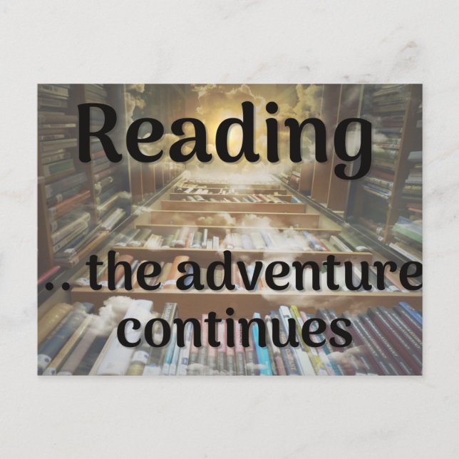 Reading, the adventure continues postcard (Front)