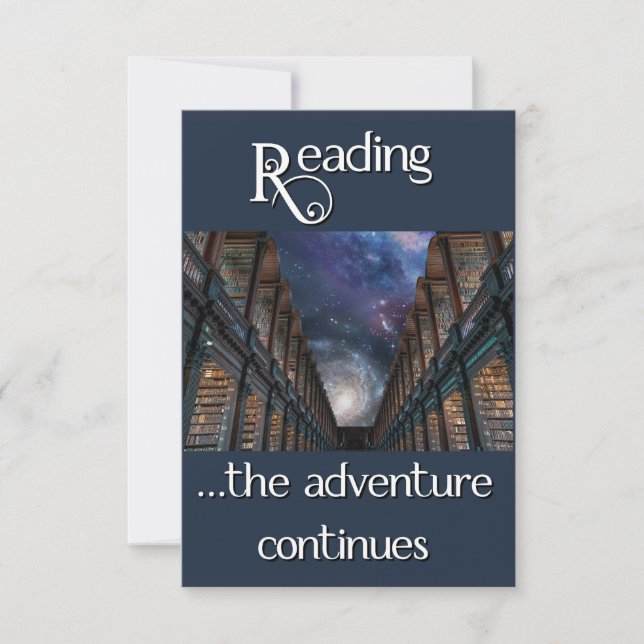 Reading, the adventure continues RSVP card (Front)