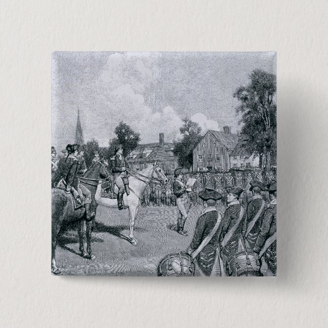 Reading the Declaration before Washington's 2 Inch Square Button (Front)