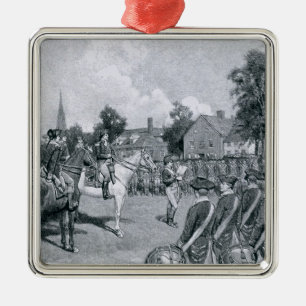 Reading the Declaration before Washington's Metal Ornament