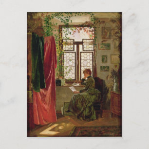 Reading the letter postcard