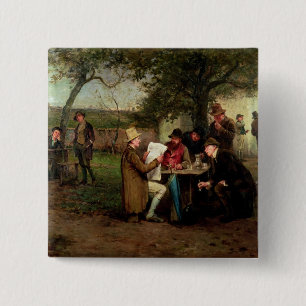 Reading the News 2 Inch Square Button