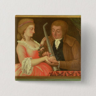 Reading the Palm (oil on canvas) 2 Inch Square Button