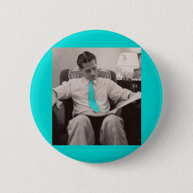 reading the paper 2 inch round button (Front)