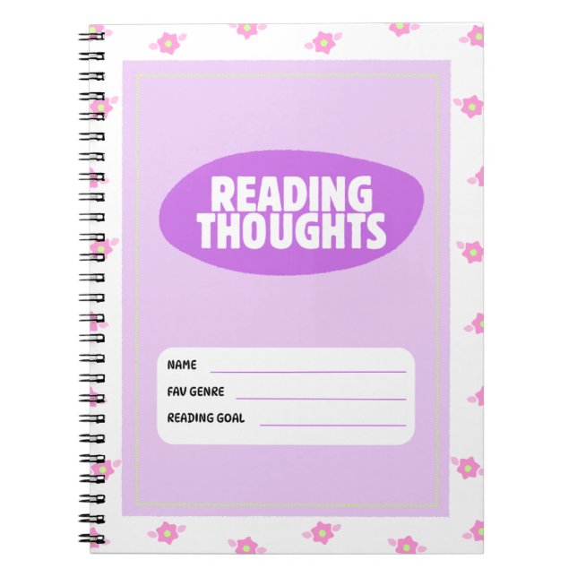 Reading Thoughts: Reading tracker journal cute pas (Front)
