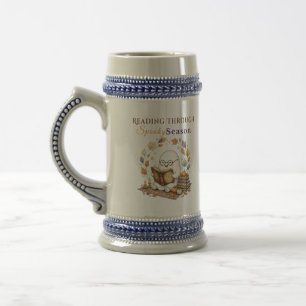 Reading Through Spooky Season Cozy Ghost Reading Beer Stein