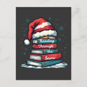 Reading Thru the Snow Reading Xmas Santa Lovers Invitation Postcard