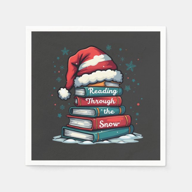 Reading Thru the Snow Reading Xmas Santa Lovers  Napkin (Front)