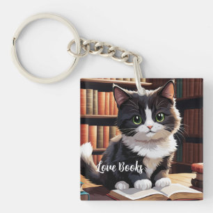 Reading Time Cat Keychain