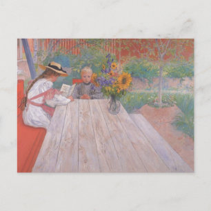 Reading to Brother Outside Postcard