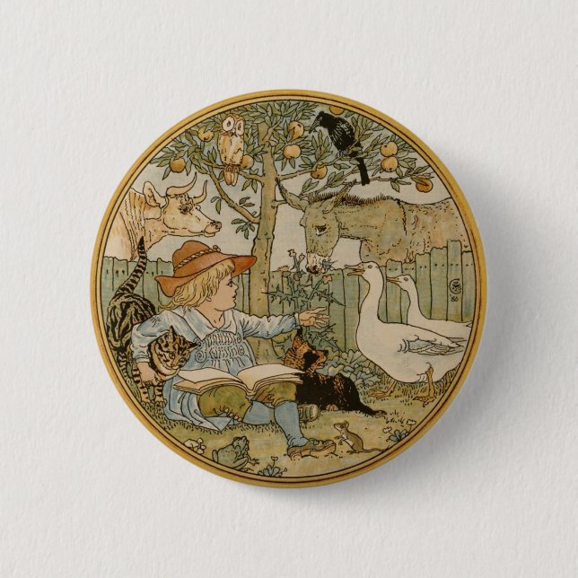 Reading to the Animals 2 Inch Round Button (Front)