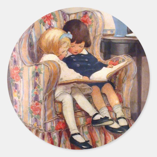 Reading Together Classic Round Sticker (Front)