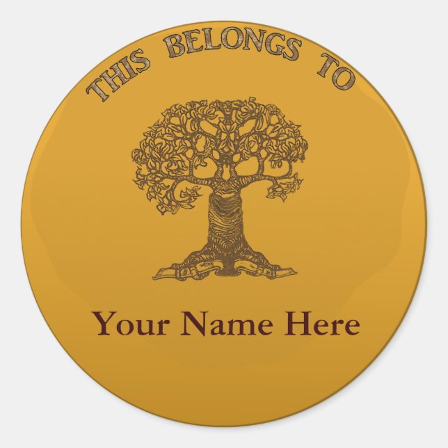 Reading Tree Bookplate Classic Round Sticker (Front)