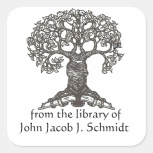 Reading Tree Square Bookplate Square Sticker
