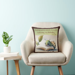 Reading Turns Bookworms to Butterflies Throw Pillow