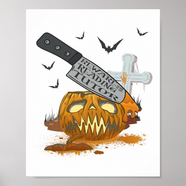 Reading Tutor Funny Halloween Party  Poster (Front)