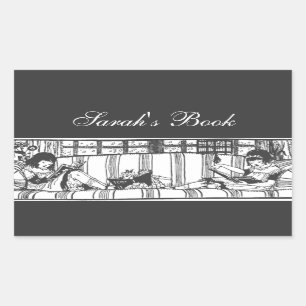 Reading with Dolly Book Plate Sticker