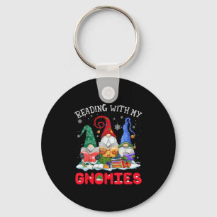 Reading With My Gnomies Christmas Funny Gnomes Rea Keychain