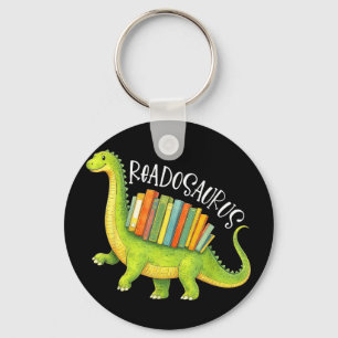 Readosaurus funny dinosaur book lover bookworm keychain