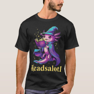 Readsalotl Axolotl Reading Kawaii Wizard Book Love T-Shirt
