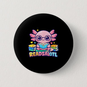 Readsalotl cute axolotl bookworm 2 inch round button
