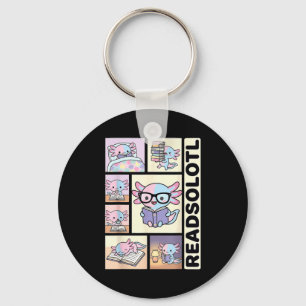 Readsolotl kawaii axolotl book lover funny reading keychain
