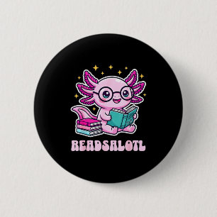 Readsolotl kawaii axolotl funny book reading lover 2 inch round button
