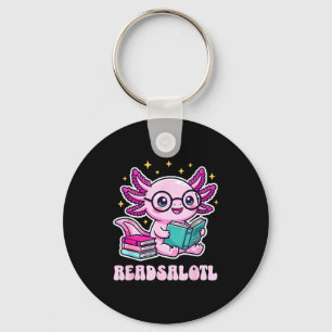 Readsolotl kawaii axolotl funny book reading lover keychain