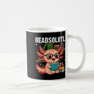 Readsolotl kawaii axolotl funny reading book lover coffee mug